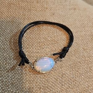 Elegant Black and Opal Adjustable Bracelet.